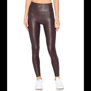 Spanx Faux Leather Leggings in Wine Color Size S